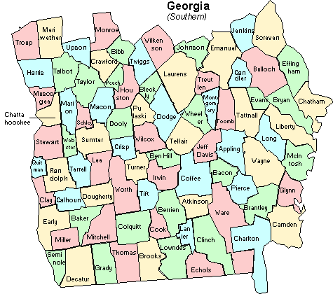 counties in ga. counties in ga. AfriGeneas States Research Forum. [GA] Counties -Southern.